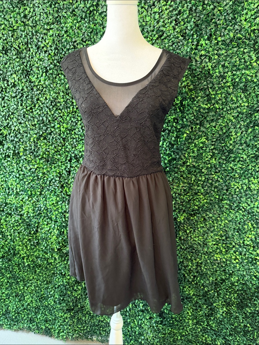 Persaya Black Lace Mini Dress